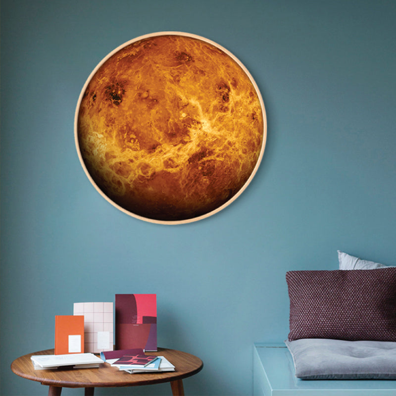 Outer Space Planet Wall Art Kids Textured Bedroom Canvas Print in Soft Color, Optional Sizes