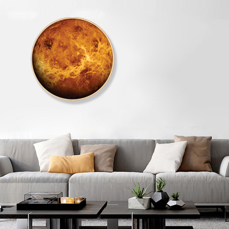 Outer Space Planet Wall Art Kids Textured Bedroom Canvas Print in Soft Color, Optional Sizes