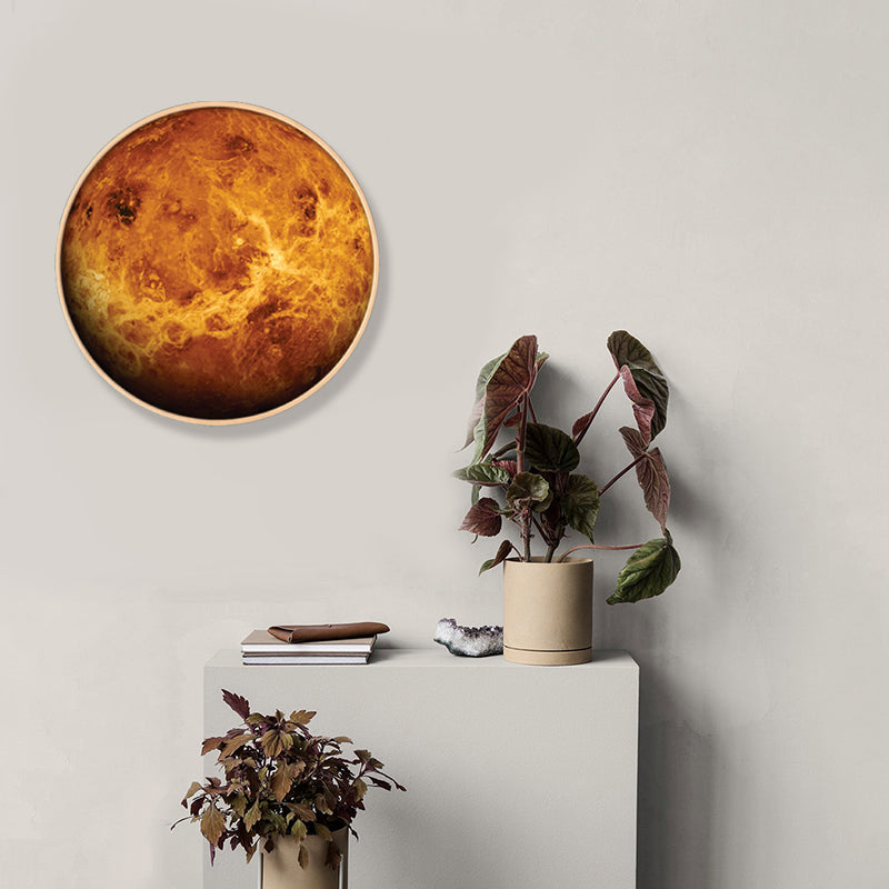 Outer Space Planet Wall Art Kids Textured Bedroom Canvas Print in Soft Color, Optional Sizes