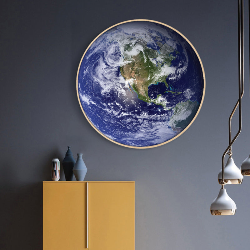 Outer Space Planet Wall Art Kids Textured Bedroom Canvas Print in Soft Color, Optional Sizes