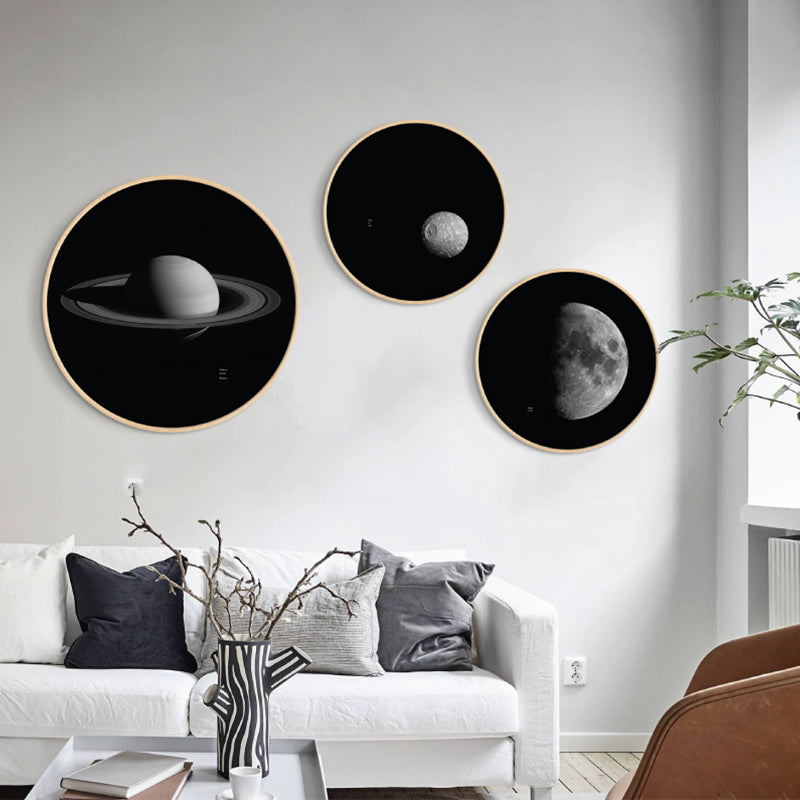 Dark Space Planet Canvas Print Textured Science Fiction Boys Bedroom Wall Art Decor