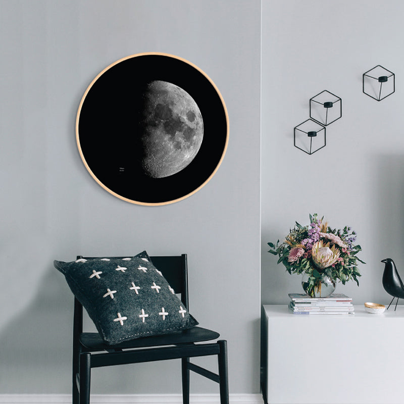 Dark Space Planet Canvas Print Textured Science Fiction Boys Bedroom Wall Art Decor