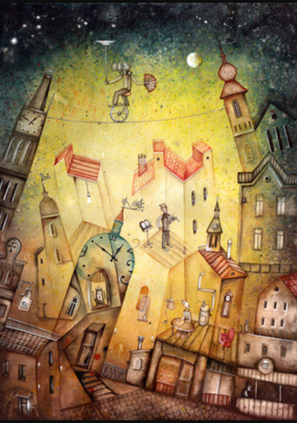 Toile texturée moderne avec illustration de décoration murale de bâtiment de couleur douce pour salle familiale