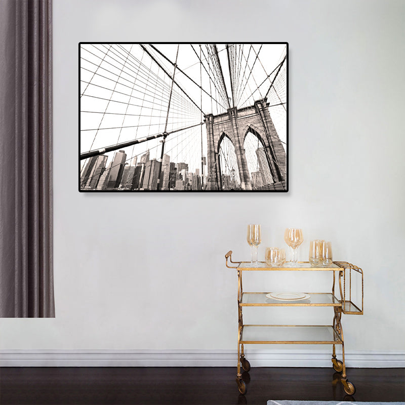 Lichte kleur brug muur decor gebouw moderne getextureerde canvas muur kunst voor speelkamer