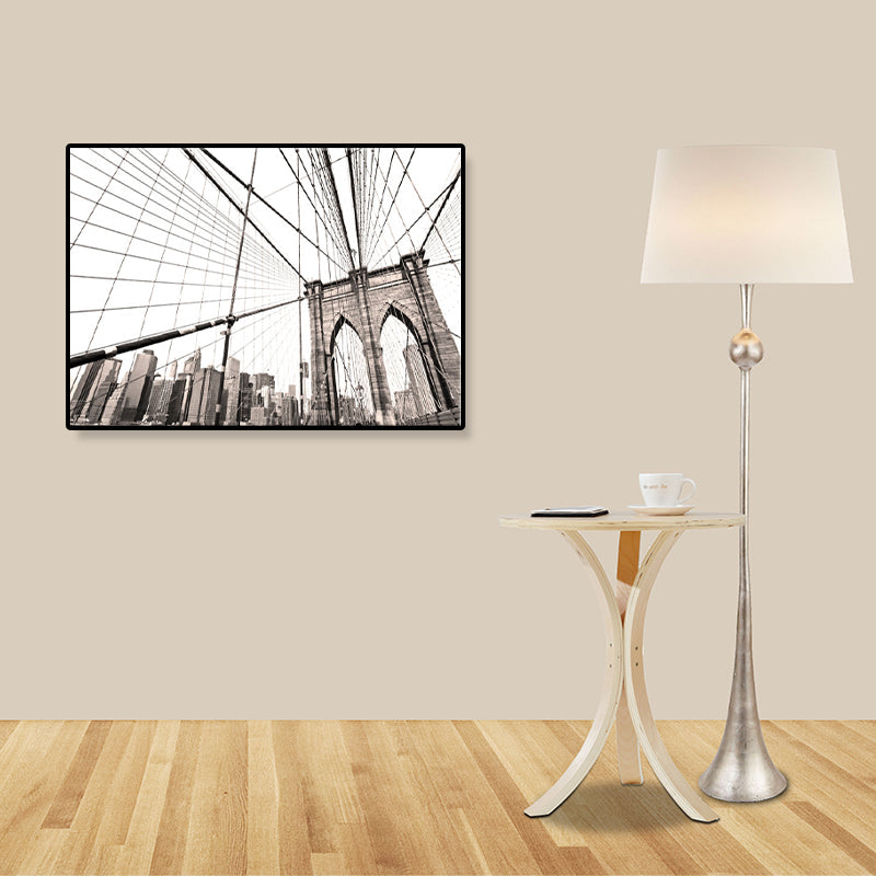 Lichte kleur brug muur decor gebouw moderne getextureerde canvas muur kunst voor speelkamer