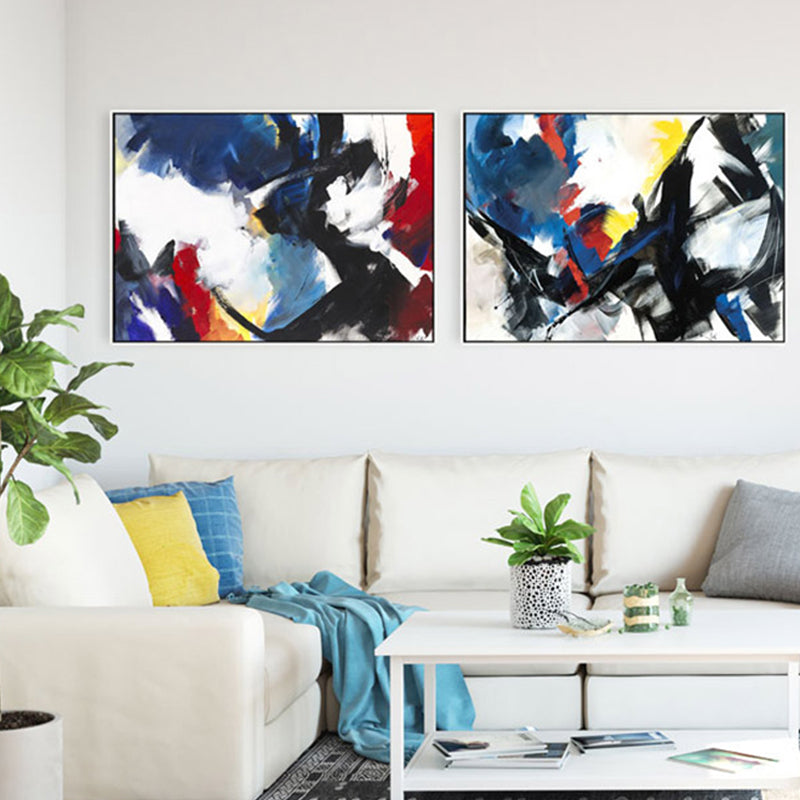 Penseelstreekpatroon canvas print hedendaagse kunst abstracte muur decor in pastelkleur