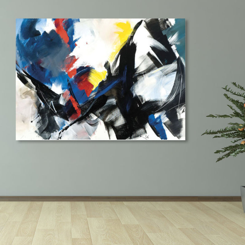 Penseelstreekpatroon canvas print hedendaagse kunst abstracte muur decor in pastelkleur