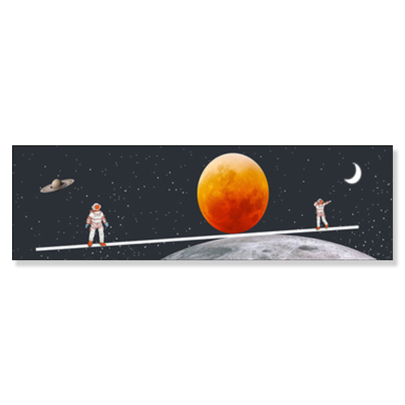 Pastel Color Planets Scene Painting Universe Children's Art Textured Canvas for Sitting Room