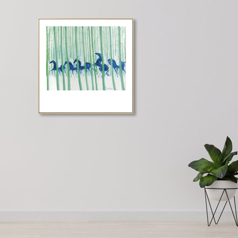Modern schilderij paardenkuddes canvas print lichte kleur getextureerde muur kunst decor voor thuis