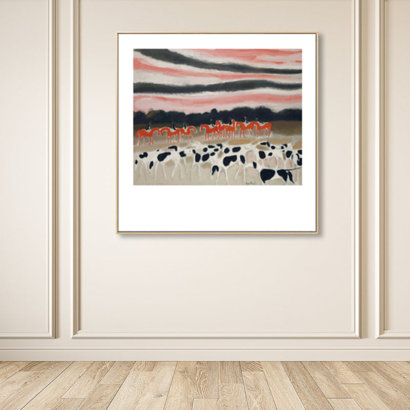 Modern schilderij paardenkuddes canvas print lichte kleur getextureerde muur kunst decor voor thuis
