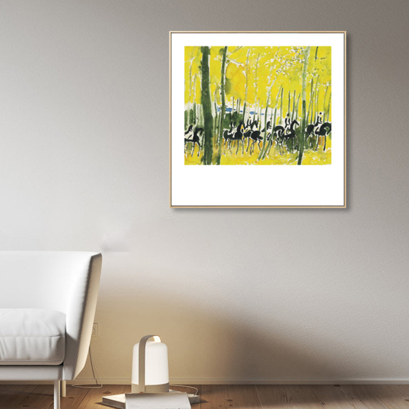 Modern schilderij paardenkuddes canvas print lichte kleur getextureerde muur kunst decor voor thuis