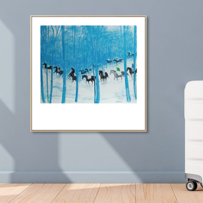 Modern schilderij paardenkuddes canvas print lichte kleur getextureerde muur kunst decor voor thuis