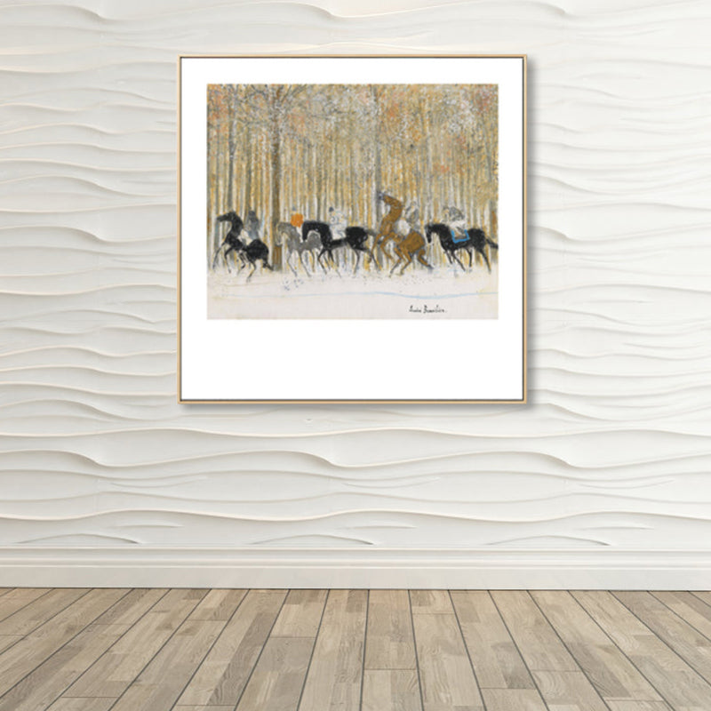 Modern schilderij paardenkuddes canvas print lichte kleur getextureerde muur kunst decor voor thuis