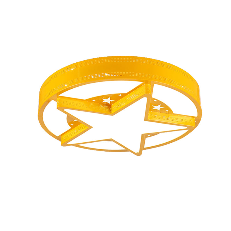 Contemporary Circle Flush Mount Light with Star Metal & Acrylic Ceiling Lamp for Bathroom