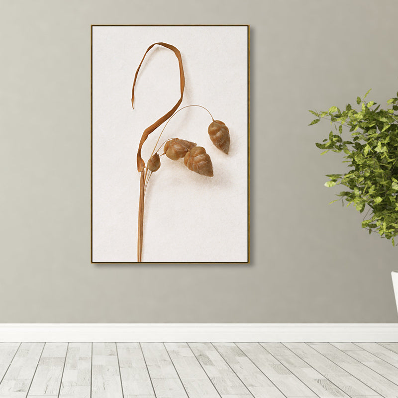 Botanische Leinwandkunst im rustikalen Stil, helle Farbe, strukturierte Wanddekoration für das Esszimmer