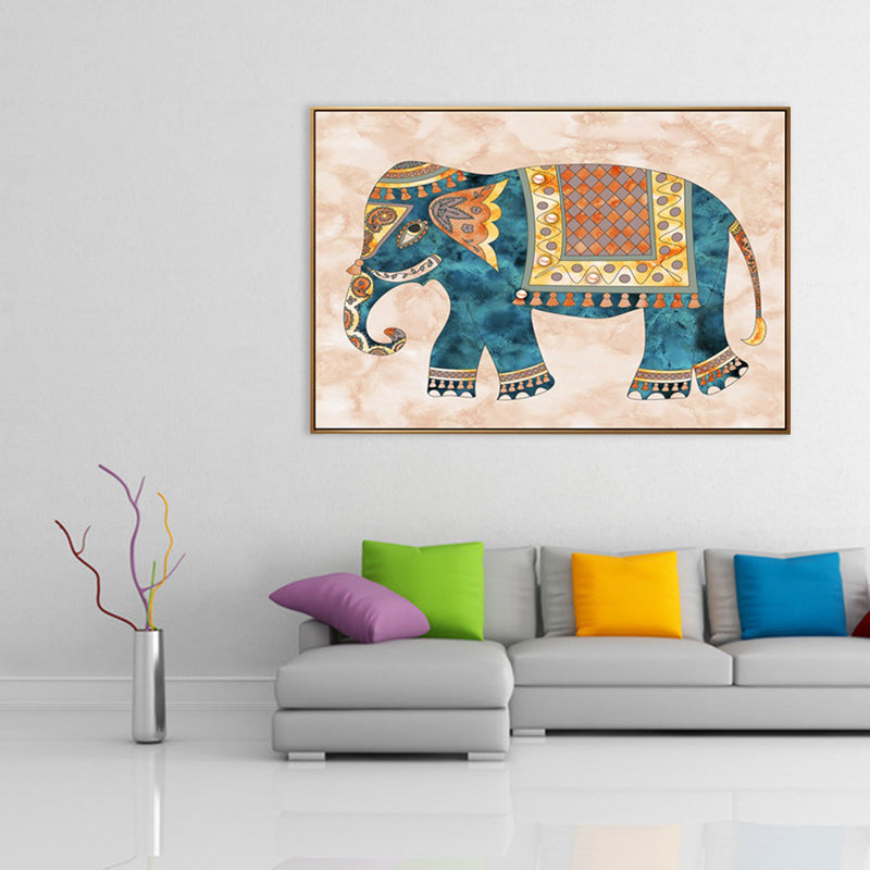 Asian Drawing Animal Art Print Canvas Textured Light Color Wall Decor for Living Room