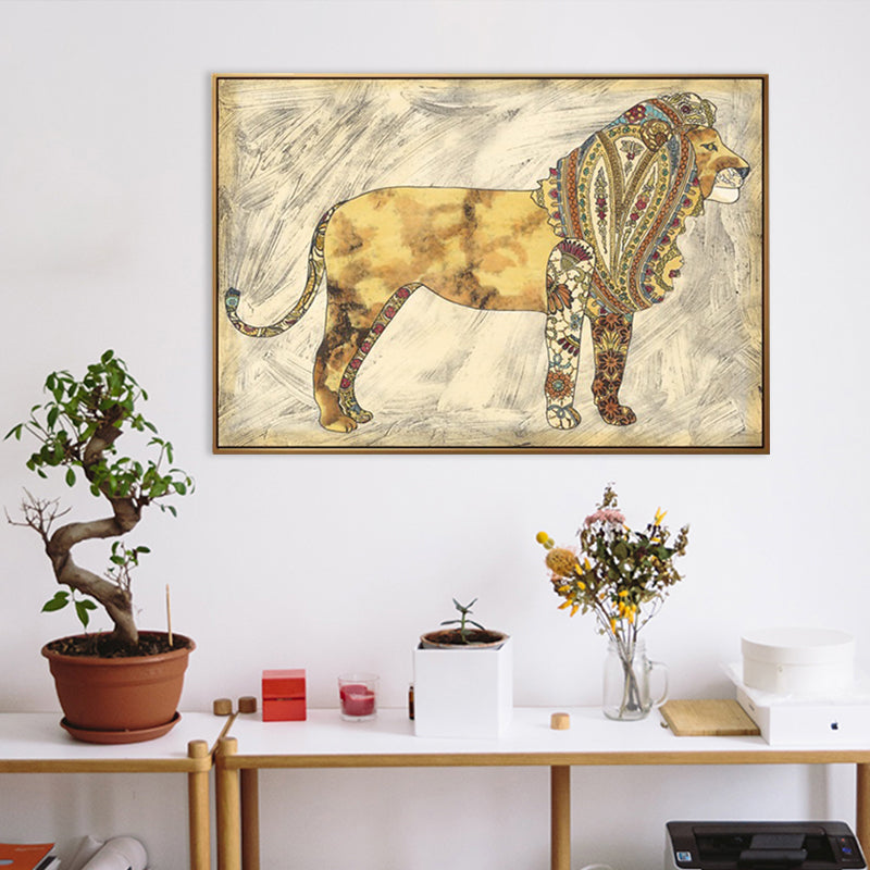 Toile imprimée d'art animalier, dessin asiatique, décoration murale texturée de couleur claire pour salon