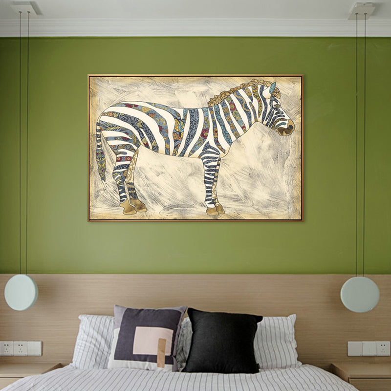 Toile imprimée d'art animalier, dessin asiatique, décoration murale texturée de couleur claire pour salon