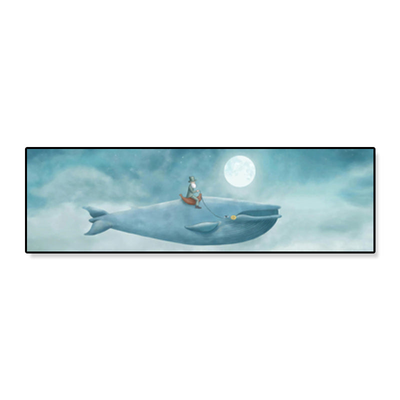 Toile illustrée de baleine et de lune, couleur douce, décoration murale de Style enfants pour salon