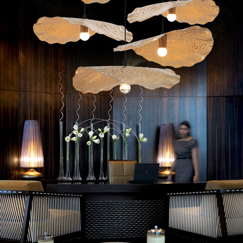 Metall Lotus Blatt Anhänger Licht Küchenstudienraum 1 Licht modernes hängendes Licht in Gold