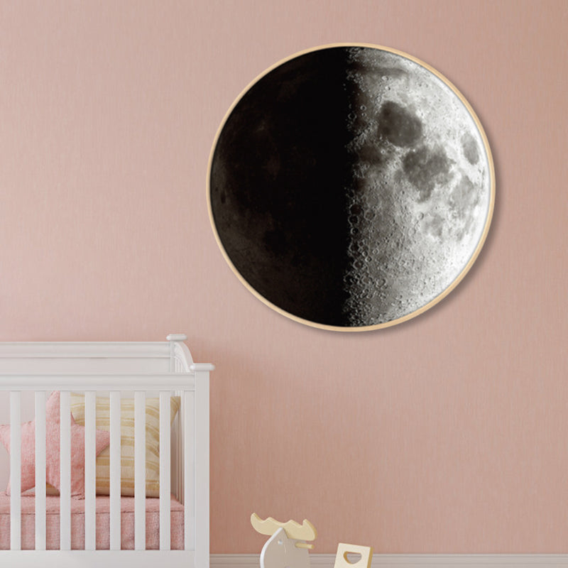 Textured Dark Color Canvas Kids Photo Print 3D Effect Planet Wall Art for Boys Room