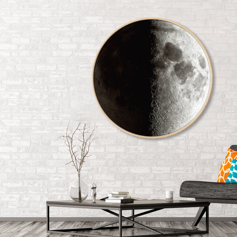 Textured Dark Color Canvas Kids Photo Print 3D Effect Planet Wall Art for Boys Room