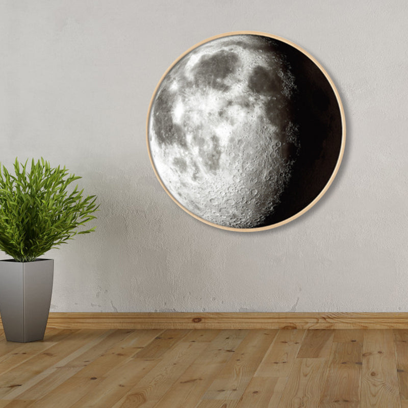 Textured Dark Color Canvas Kids Photo Print 3D Effect Planet Wall Art for Boys Room