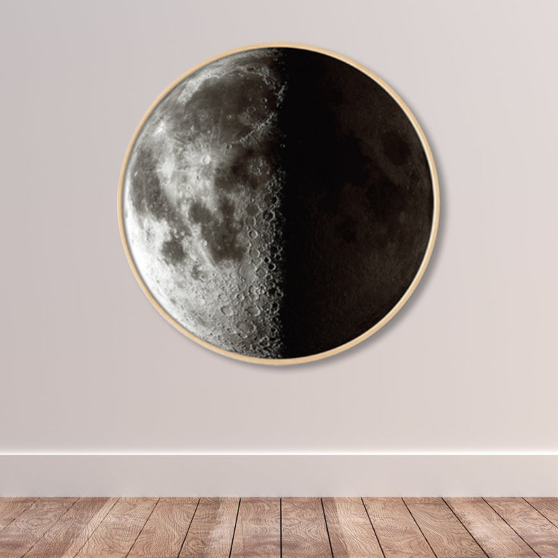 Textured Dark Color Canvas Kids Photo Print 3D Effect Planet Wall Art for Boys Room