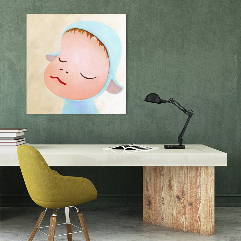 Pastel Illustration Baby Canvas Wall Art Figure Portrait Kids Textured Wall Decor