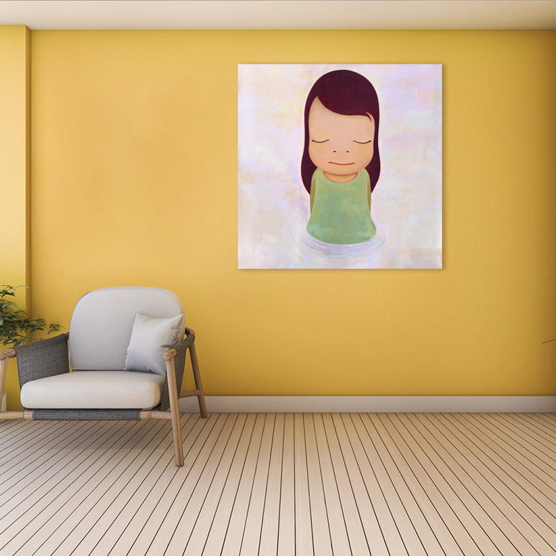 Pastel Illustration Baby Canvas Wall Art Figure Portrait Kids Textured Wall Decor