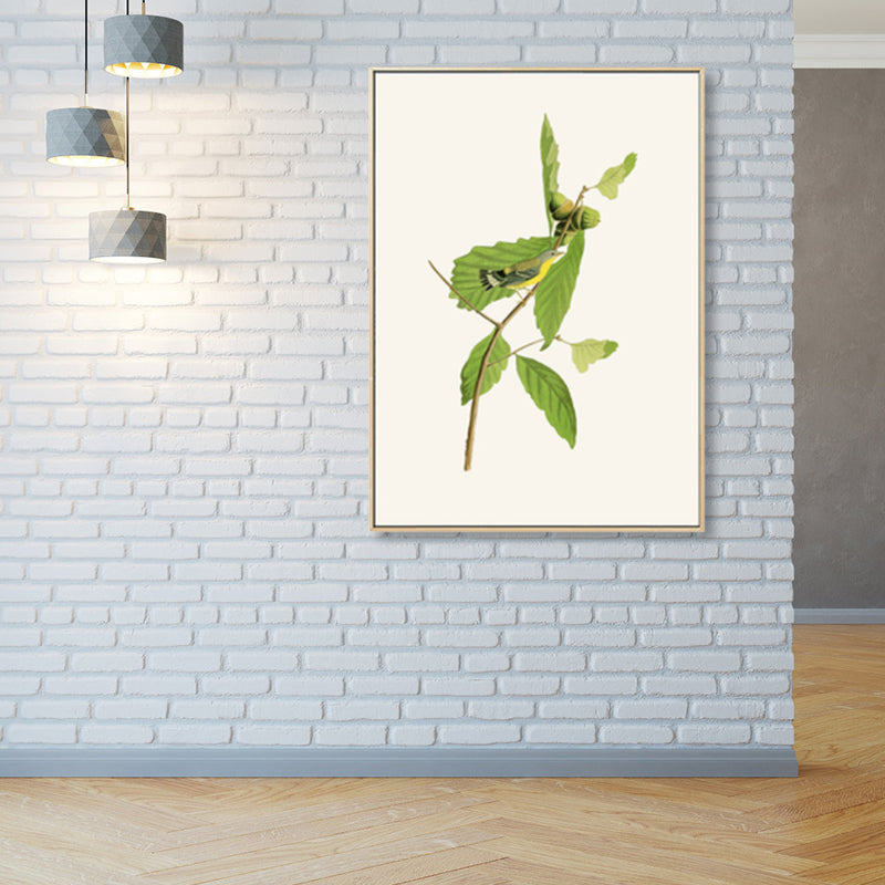 Toile artistique rustique de couleur douce, peinture d'oiseau sur les Branches, décor mural pour chambre à coucher