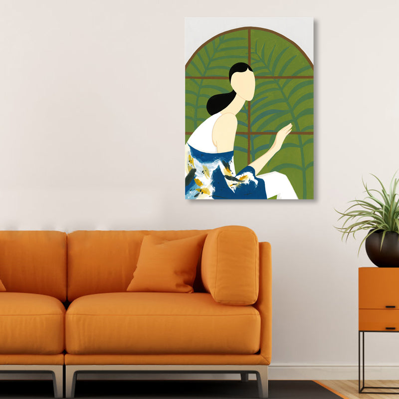Toile murale à motif de fille pour intérieur de maison, couleur douce, plusieurs tailles disponibles