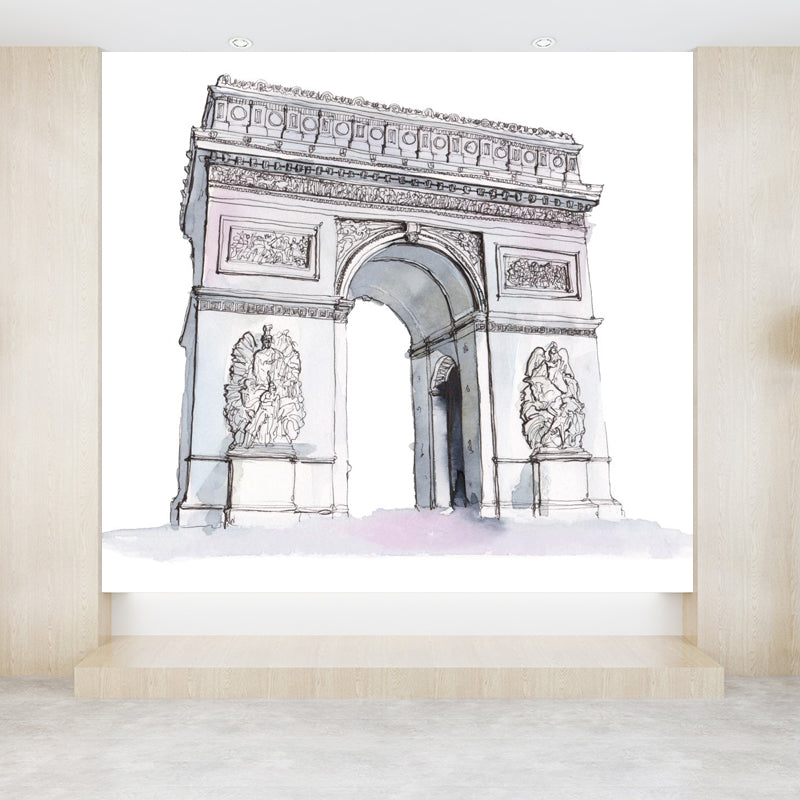 Stain Resistant Architecture Mural Decal Non-Woven Modern Wall Decor for Study Room