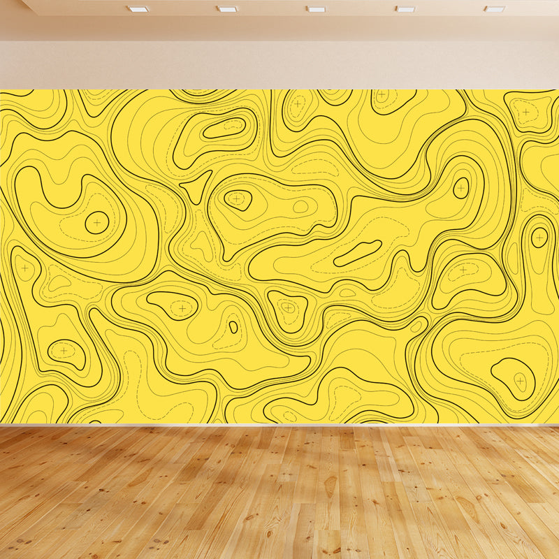 Modern Abstract Mural Non-Woven Cloth Stain-Proof Light Color Wall Art for Bathroom