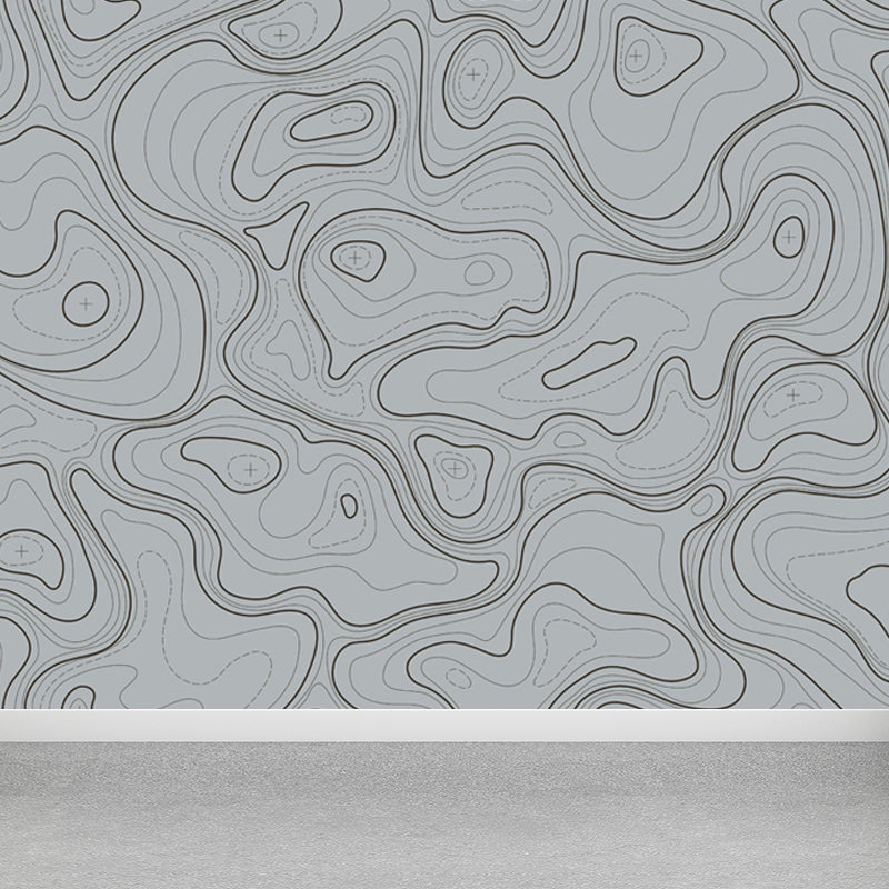 Modern Abstract Mural Non-Woven Cloth Stain-Proof Light Color Wall Art for Bathroom