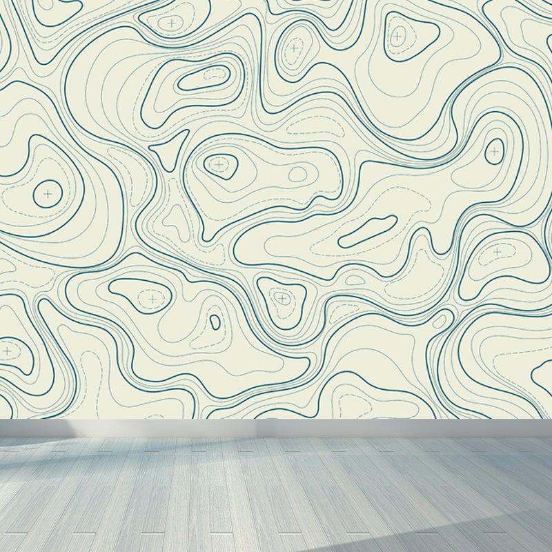 Modern Abstract Mural Non-Woven Cloth Stain-Proof Light Color Wall Art for Bathroom