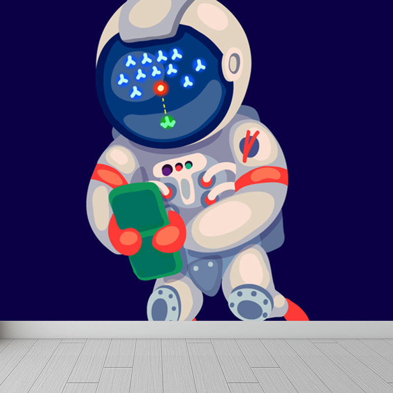 Illustration Style Astronaut Mural Giant Wall Covering for Dining Room, Custom Printed