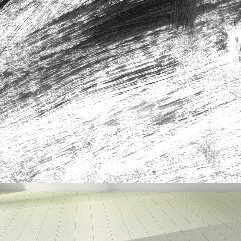 Black Brush Mural Wallpaper for Decoration Contemporary Living Room Wall Covering