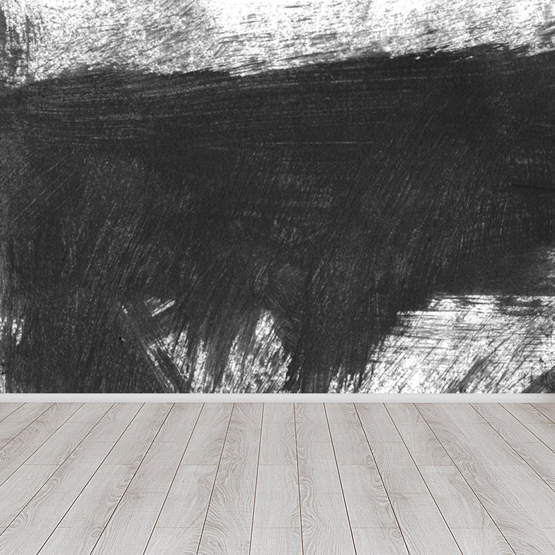 Black Brush Mural Wallpaper for Decoration Contemporary Living Room Wall Covering