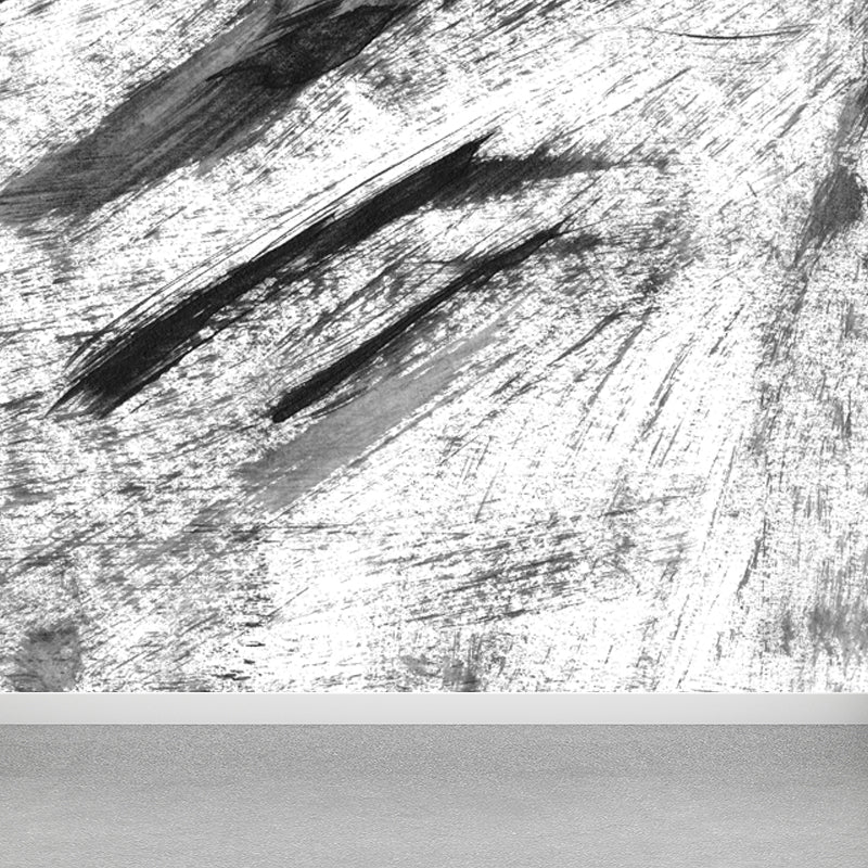 Black Brush Mural Wallpaper for Decoration Contemporary Living Room Wall Covering