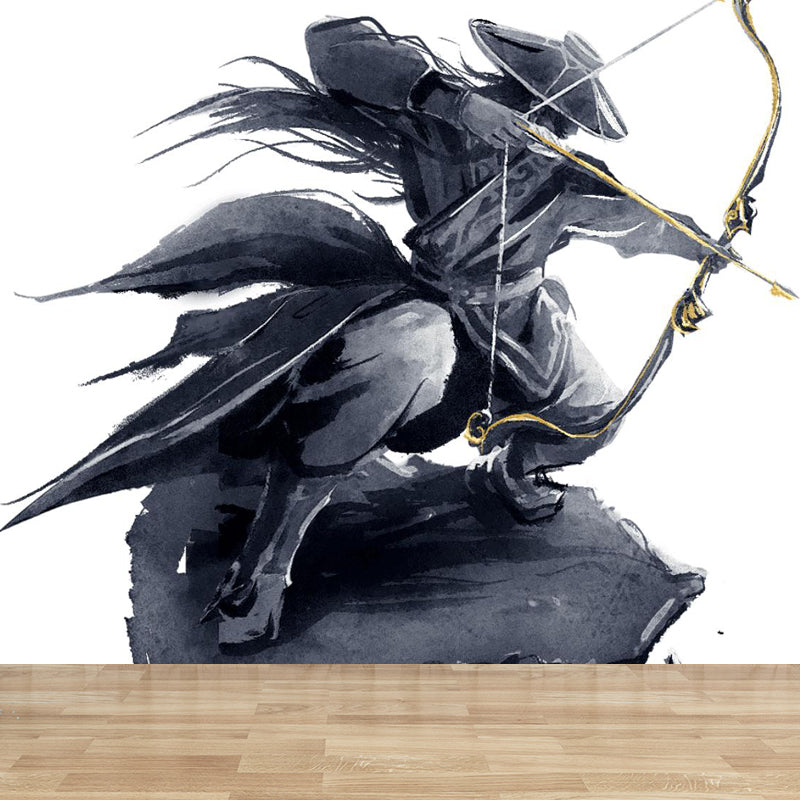 Valiant Chivalrous Expert Mural Decal Black Contemporary Wall Art for Living Room