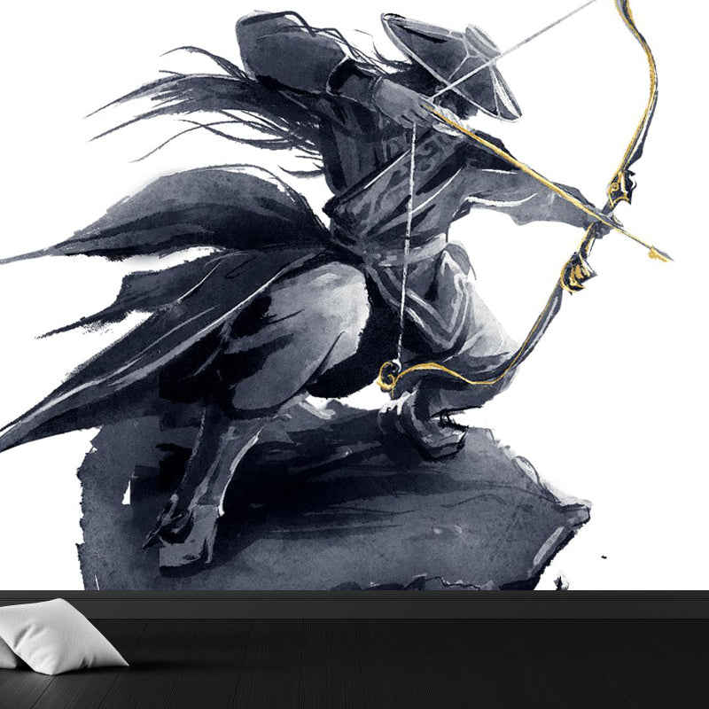 Valiant Chivalrous Expert Mural Decal Black Contemporary Wall Art for Living Room