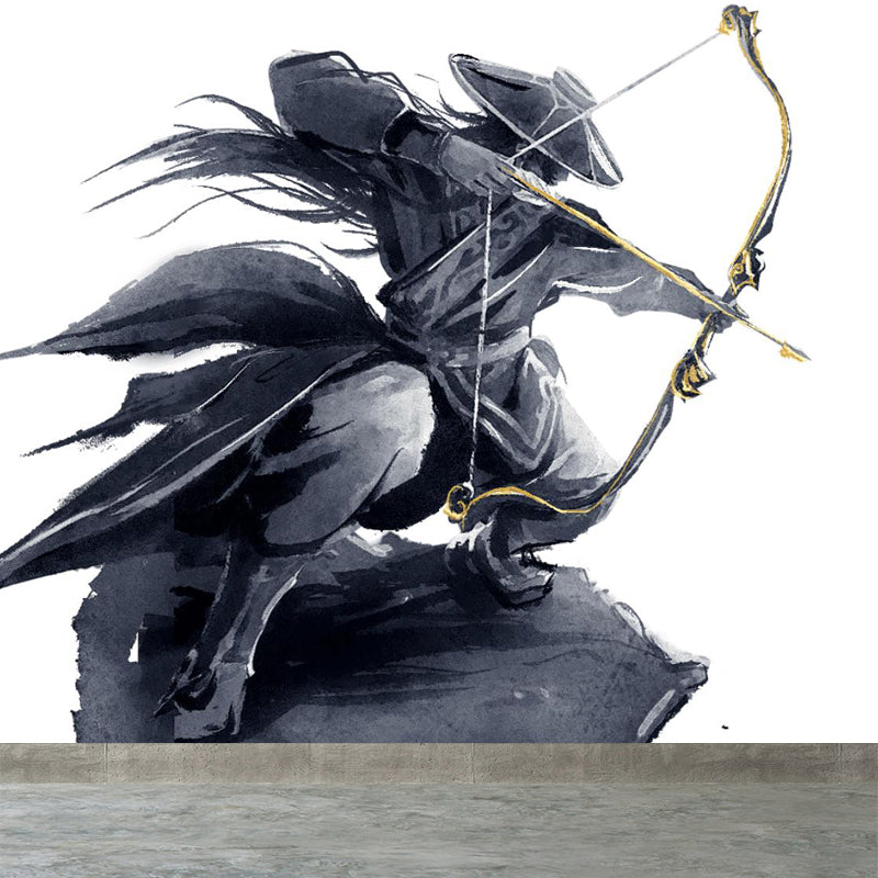 Valiant Chivalrous Expert Mural Decal Black Contemporary Wall Art for Living Room