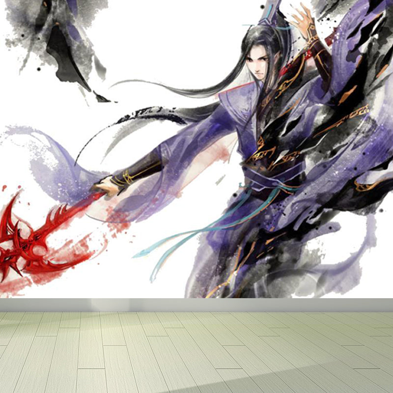 Valiant Chivalrous Expert Mural Decal Black Contemporary Wall Art for Living Room