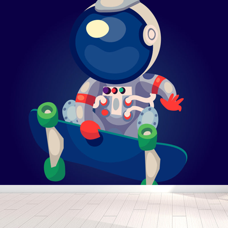 Large Astronaut Mural Wallpaper Children's Art Outer Space View Wall Decor in Soft Color