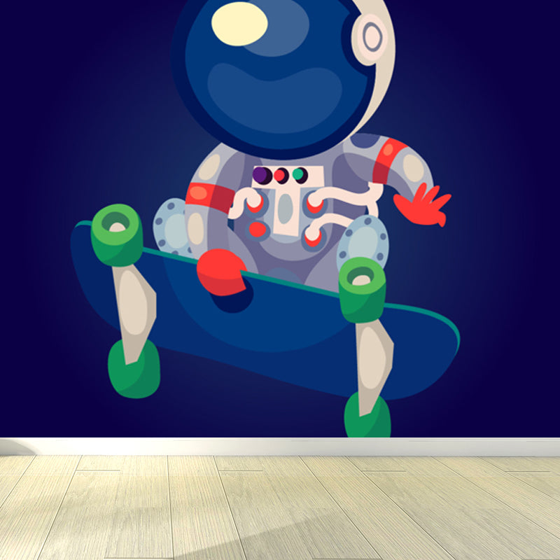 Large Astronaut Mural Wallpaper Children's Art Outer Space View Wall Decor in Soft Color