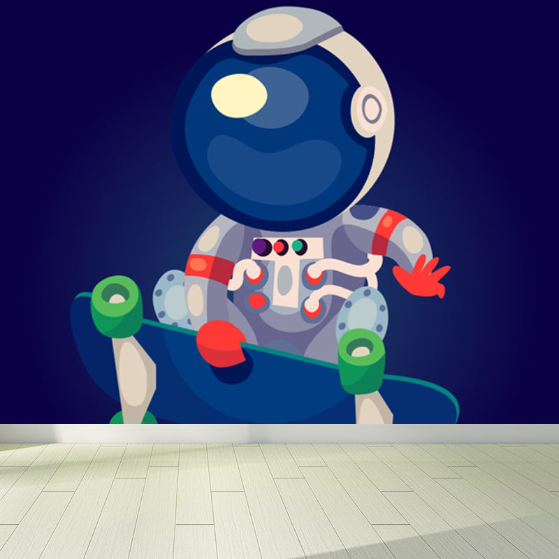 Large Astronaut Mural Wallpaper Children's Art Outer Space View Wall Decor in Soft Color