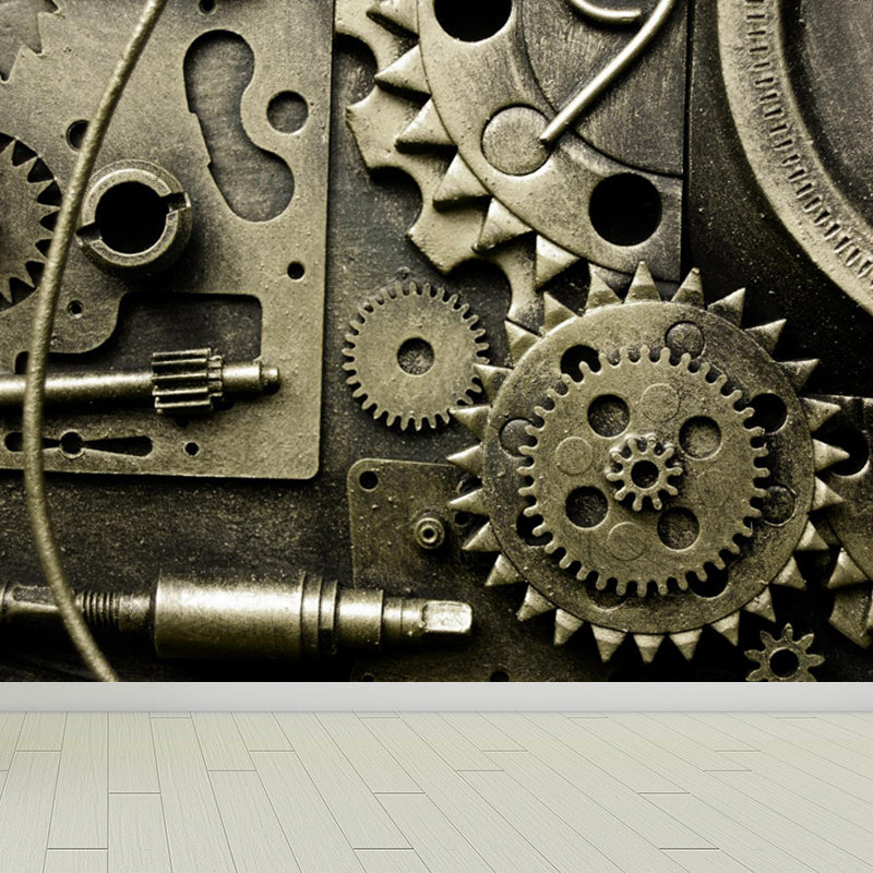 Photography Style Metal Gear Mural Decal Giant Wall Covering for Dining Room, Customised