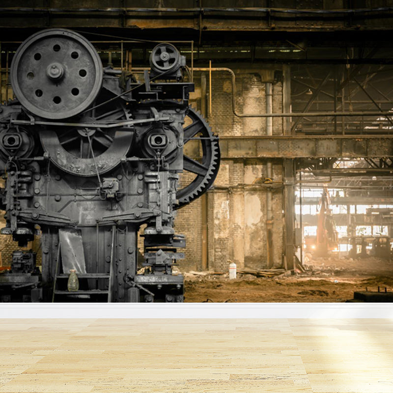 Photography Style Metal Gear Mural Decal Giant Wall Covering for Dining Room, Customised