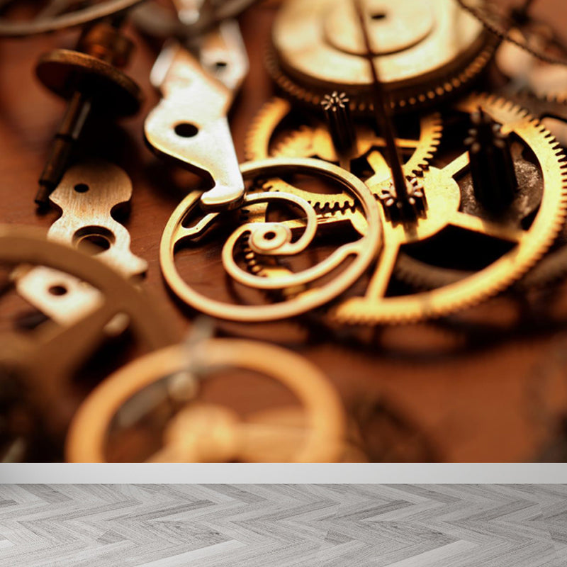 Photography Style Metal Gear Mural Decal Giant Wall Covering for Dining Room, Customised